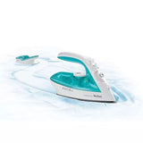 Tefal cordless steam iron 2400w in white and teal with ergonomic handle and steam function