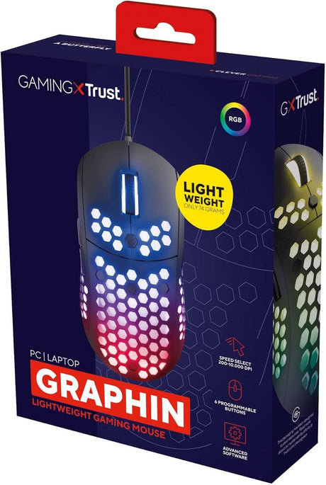 Trust GXT 960 RGB gaming mouse lightweight with customizable RGB lighting and programmable buttons
