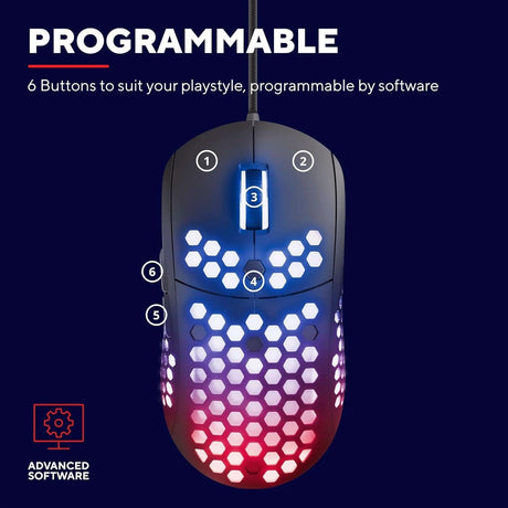 Trust GXT 960 RGB gaming mouse with programmable 6 buttons and advanced software from CLICKK Home Store