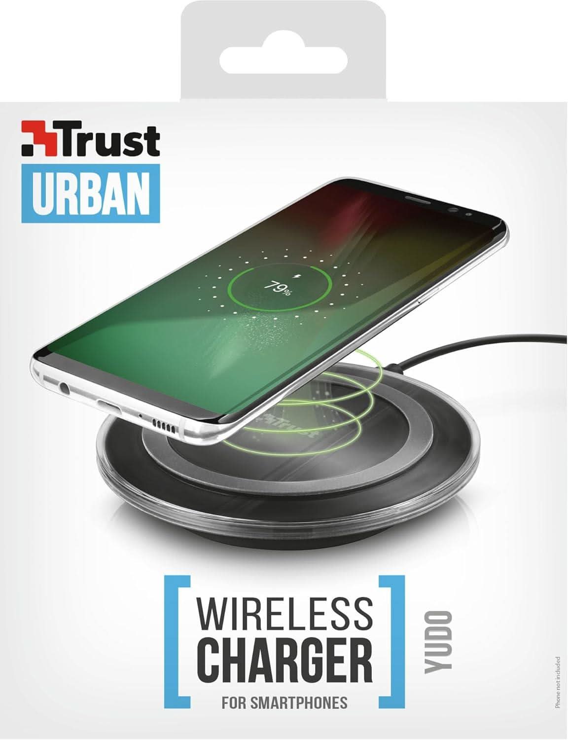 Trust Urban wireless phone charger for qi devices with sleek black design by CLICKK Home Store