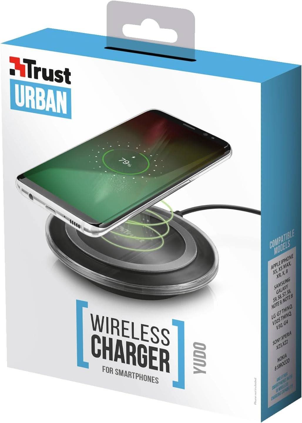 CLICKK Home Store wireless phone charger for qi devices Trust Urban Yudo black compact charger