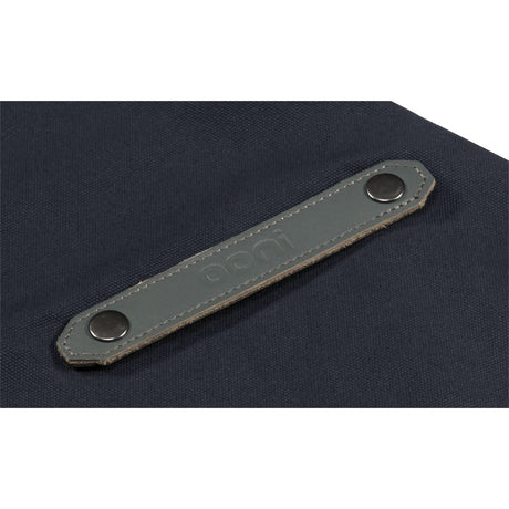 Close-up of gray leather strap with metal snaps on heavy duty canvas apron from CLICKK Home Store