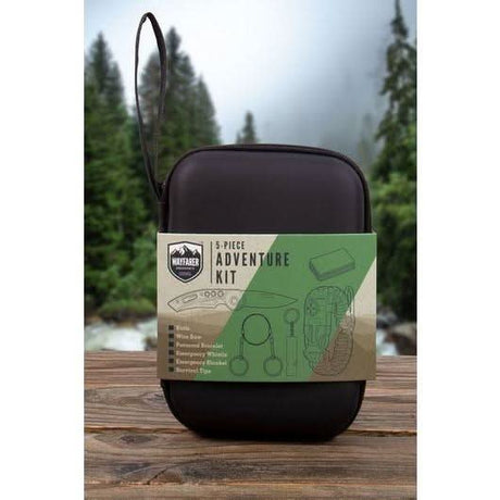 CLICKK Home Store 5-piece outdoor survival kit in a compact black zippered case for adventure