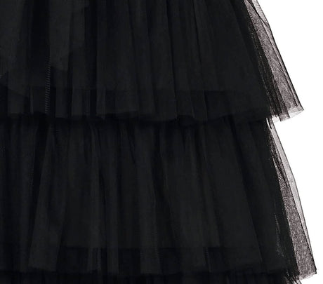 Black layered tulle skirt detail from Wednesday Addams Halloween costume by Fancy Dress