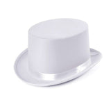 White top hat for costume with satin ribbon band from CLICKK Home Store