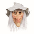 Wicked witch latex mask with long gray hair and a gray pointed hat from Mens Fancy Dress