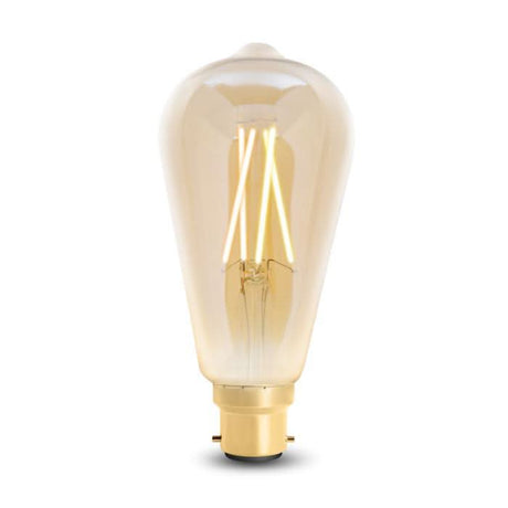 WiZ B22 filament bulb with vintage style clear glass and glowing LED filaments
