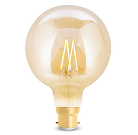 WiZ G125 LED bayonet bulb with round amber glass and vintage filament design