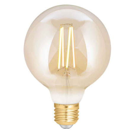 WiZ G95 LED filament bulb with gold base and clear round glass for vintage style lighting