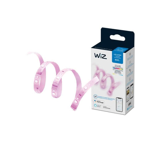 WiZ LED smart light strip extension glowing pink with packaging box from CLICKK Home Store