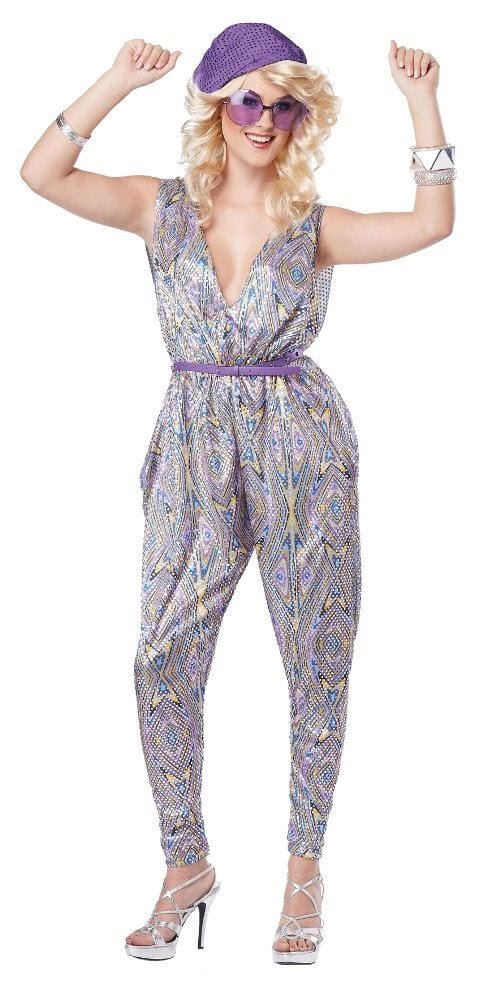 Fancy Dress 01368S Women's Boogie Fever Glitter Jumpsuit Costume