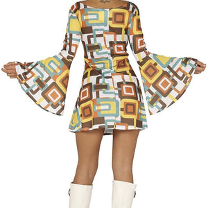Womens Fancy Dress 88628 Women's Groovy 70's Hippie Chic Dress - M