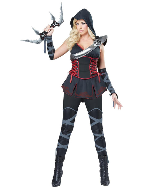 Fancy Dress SEXY NINJA BLACK S Women's Sexy Ninja Black Assassin Warrior