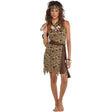 Womens Fancy Dress women's caveman costume with leopard print dress, bone necklace, and headband
