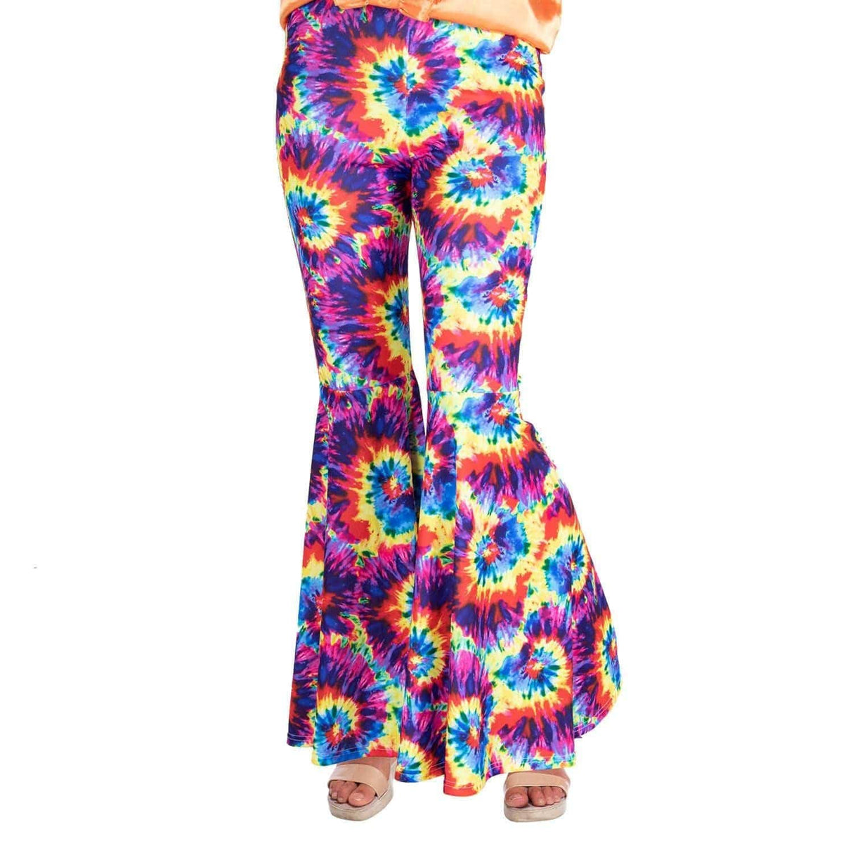 Womens Fancy Dress women's rainbow tie dye flares with vibrant psychedelic pattern and flared legs