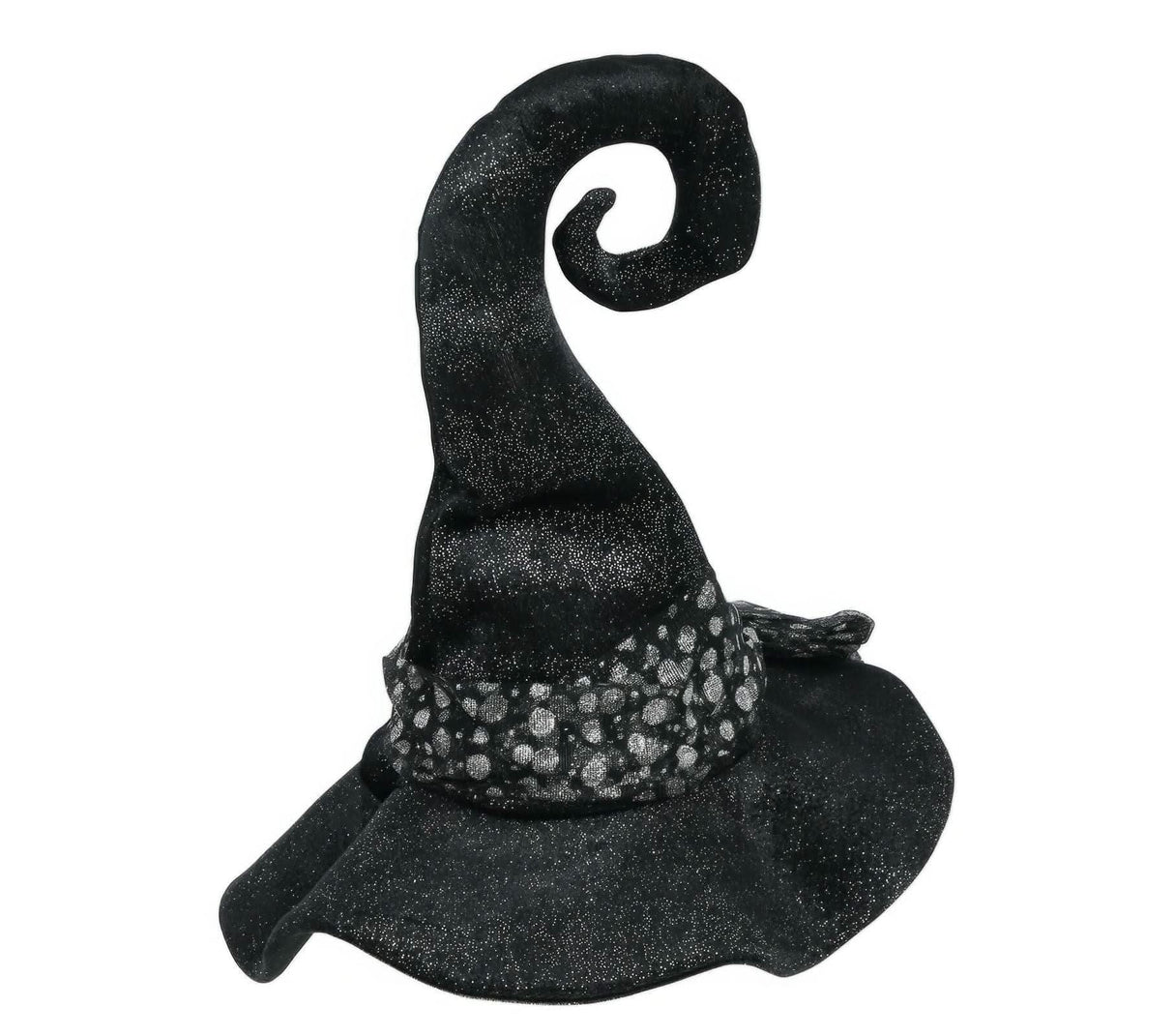 Womens Fancy Dress women's sparkly witch hat with curled tip and silver glitter accents