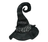 Womens Fancy Dress women's sparkly witch hat with curled tip and silver glitter accents