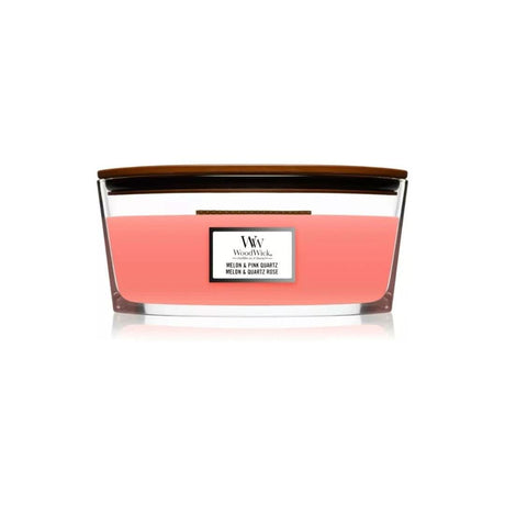 WoodWick Ellipse candle in melon and pink quartz scent with wooden lid by CLICKK Home Store
