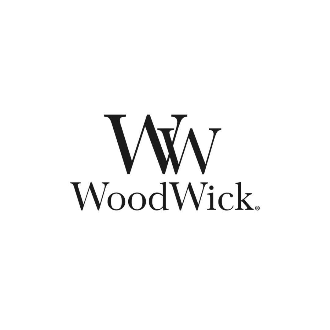 WoodWick Ellipse candle logo displaying the stylized WW and WoodWick text in black