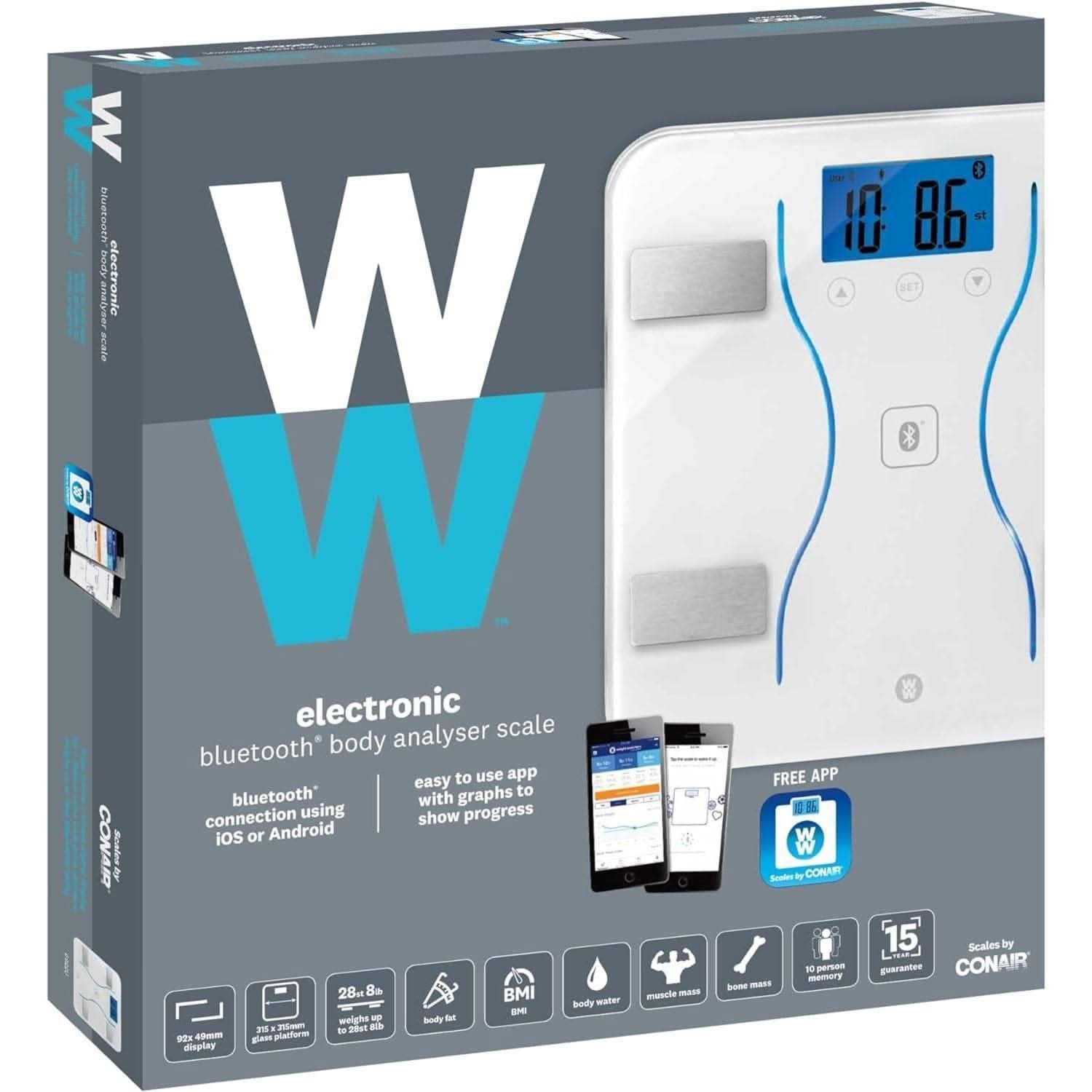 WGHT WTCHRS DGTL SCALE WW WeightWatchers Ultra Slim Glass Electronic Scale, 6mm tempered