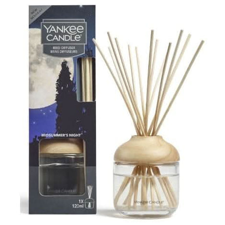 Original Yankee Candle diffuser in Midsummer's Night with reed sticks for long-lasting fragrance